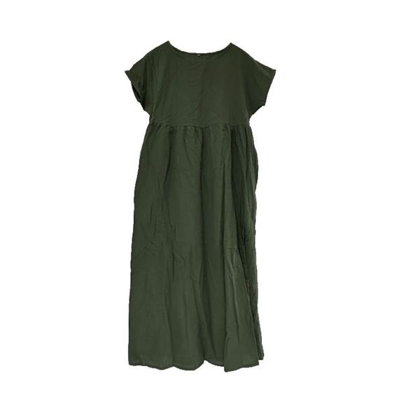 La Mode Womens Short Sleeves Round Neck Green Short Maxi Dress Size M - Picture 1 of 3